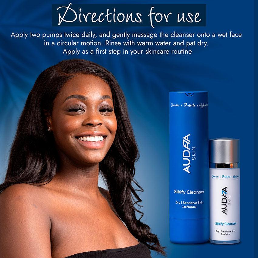 Silkify Cleanser displayed as the first step in an organized skincare routine